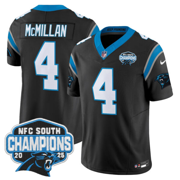 Carolina Panthers Tetairoa McMillan 2025 NFC South Division Champions Vapor Limited Jersey - All Stitched - Black