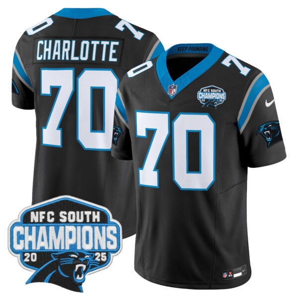 Carolina Panthers Charlotte 704 2025 NFC South Division Champions Vapor Limited Jersey - All Stitched - Black