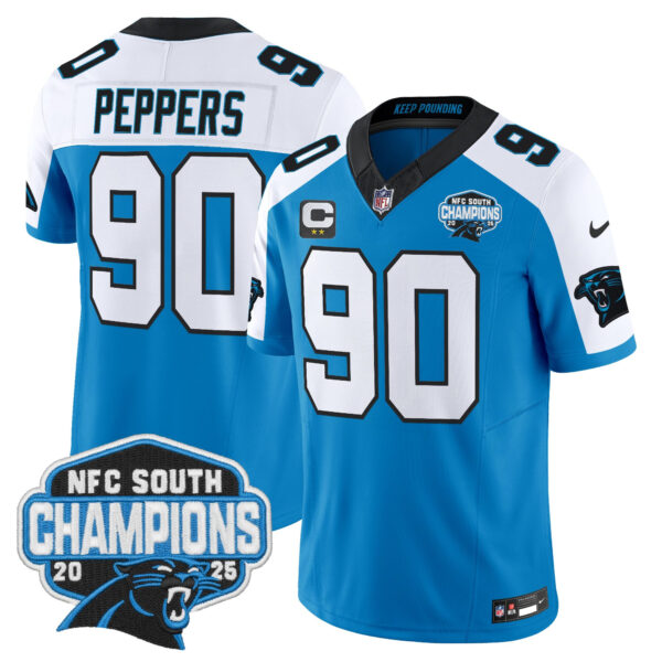 Carolina Panthers Julius Peppers 2025 NFC South Division Champions Vapor Limited Jersey - All Stitched - Blue Alternate