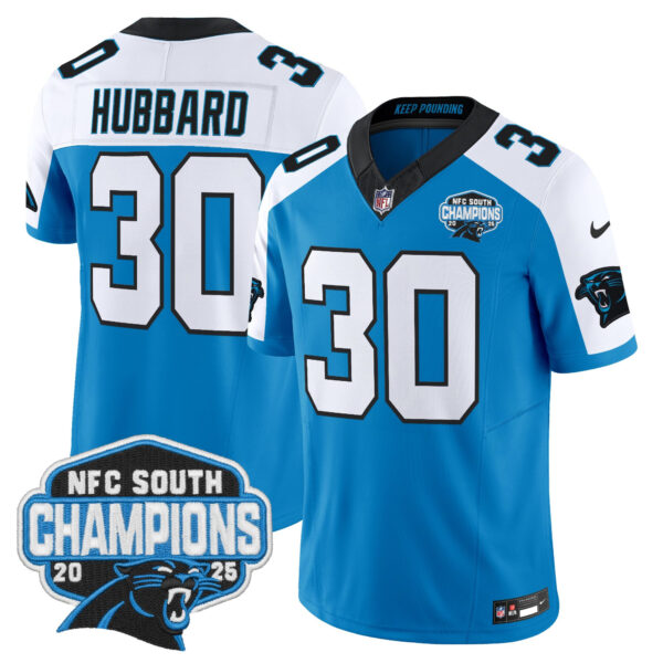 Carolina Panthers Chuba Hubbard 2025 NFC South Division Champions Vapor Limited Jersey - All Stitched - Blue Alternate