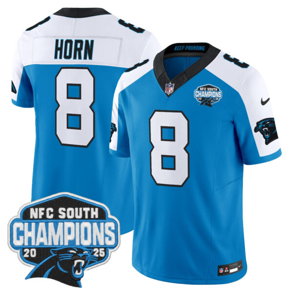 Carolina Panthers Jaycee Horn 2025 NFC South Division Champions Vapor Limited Jersey - All Stitched - Blue Alternate