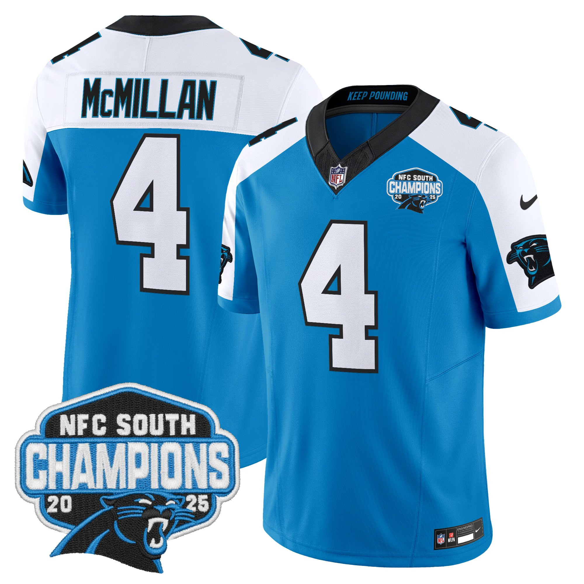 Carolina Panthers Tetairoa McMillan 2025 NFC South Division Champions Vapor Limited Jersey - All Stitched - Blue Alternate