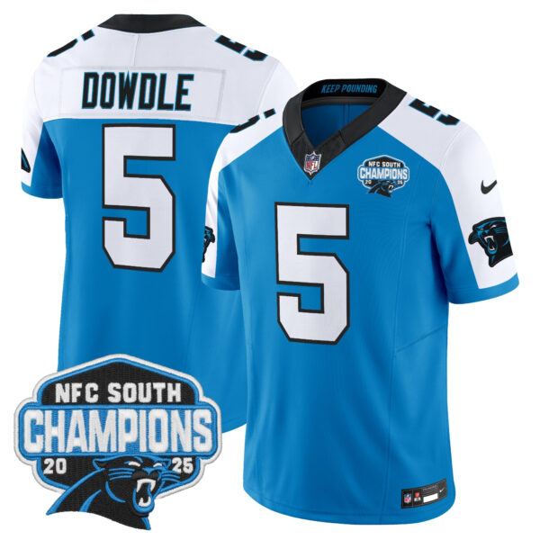 Carolina Panthers Rico Dowdle 2025 NFC South Division Champions Vapor Limited Jersey - All Stitched - Blue Alternate
