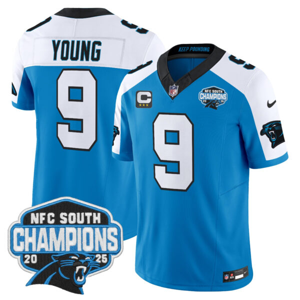 Carolina Panthers Bryce Young 2025 NFC South Division Champions Vapor Limited Jersey - All Stitched - Blue Alternate