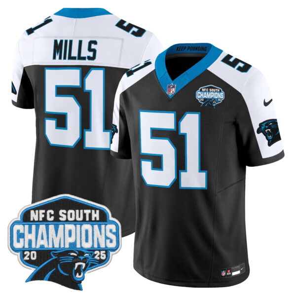 Carolina Panthers Sam Mills 2025 NFC South Division Champions Vapor Limited Jersey - All Stitched - Black Alternate