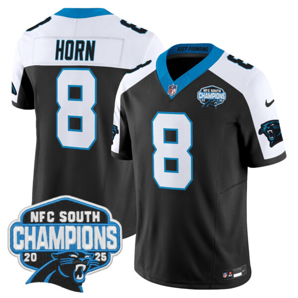 Carolina Panthers Jaycee Horn 2025 NFC South Division Champions Vapor Limited Jersey - All Stitched - Black Alternate