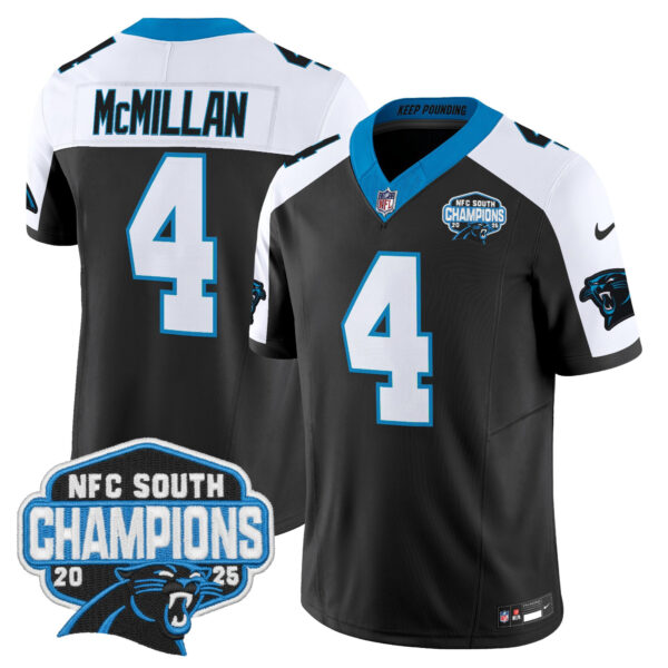 Carolina Panthers Tetairoa McMillan 2025 NFC South Division Champions Vapor Limited Jersey - All Stitched - Black Alternate