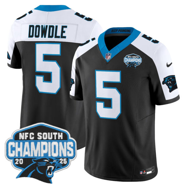 Carolina Panthers Rico Dowdle 2025 NFC South Division Champions Vapor Limited Jersey - All Stitched - Black Alternate