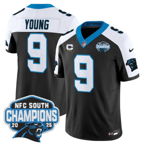 Carolina Panthers Bryce Young 2025 NFC South Division Champions Vapor Limited Jersey - All Stitched - Black Alternate