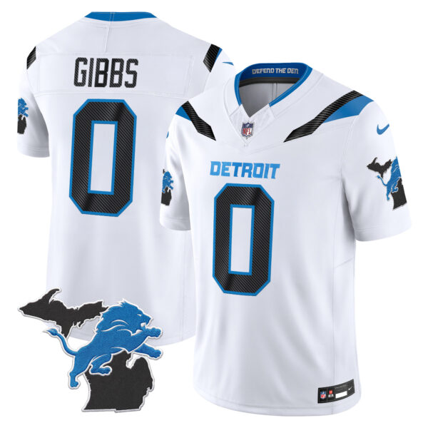 Detroit Lions Jahmyr Gibbs 2026 "Rivalries" Michigan Patch Vapor Limited Jersey - All Stitched - White