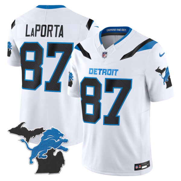 Detroit Lions Sam Laporta 2026 "Rivalries" Michigan Patch Vapor Limited Jersey - All Stitched - White