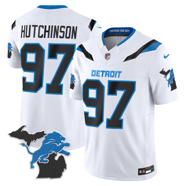 Detroit Lions Hutchinson 2026 "Rivalries" Michigan Patch Vapor Limited Jersey - All Stitched - White