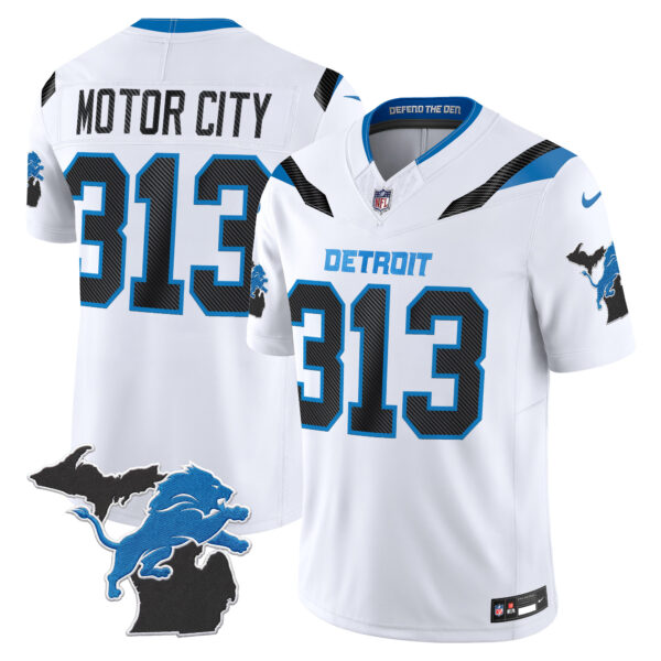 Detroit Lions Motor City 313 2026 "Rivalries" Michigan Patch Vapor Limited Jersey - All Stitched - White