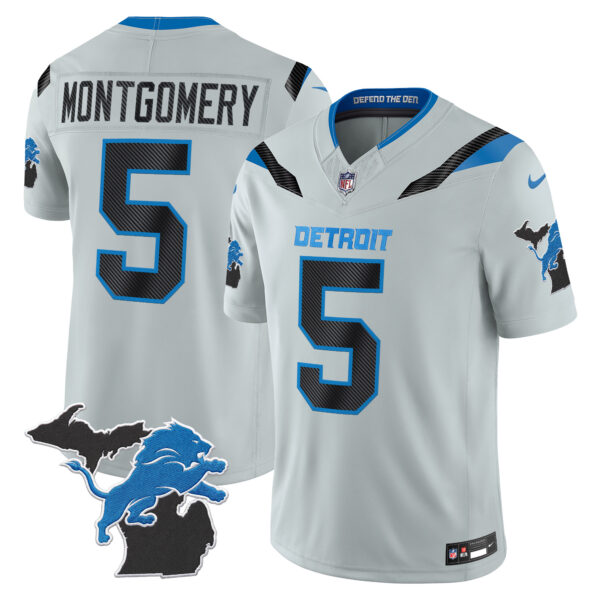 Detroit Lions David Montgomery 2026 "Rivalries" Michigan Patch Vapor Limited Jersey - All Stitched - Gray