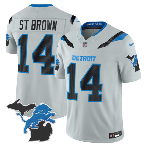 Detroit Lions St. Brown 2026 "Rivalries" Michigan Patch Vapor Limited Jersey - All Stitched - Gray