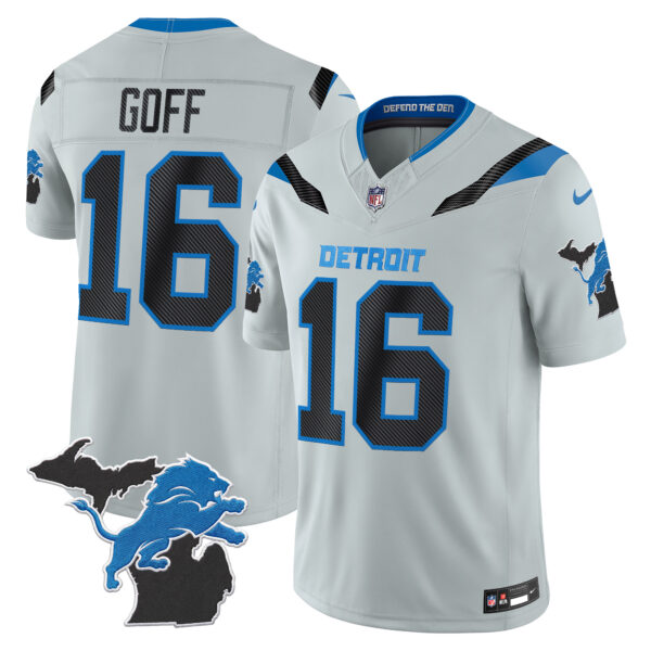 Detroit Lions Jared Goff 2026 "Rivalries" Michigan Patch Vapor Limited Jersey - All Stitched - Gray