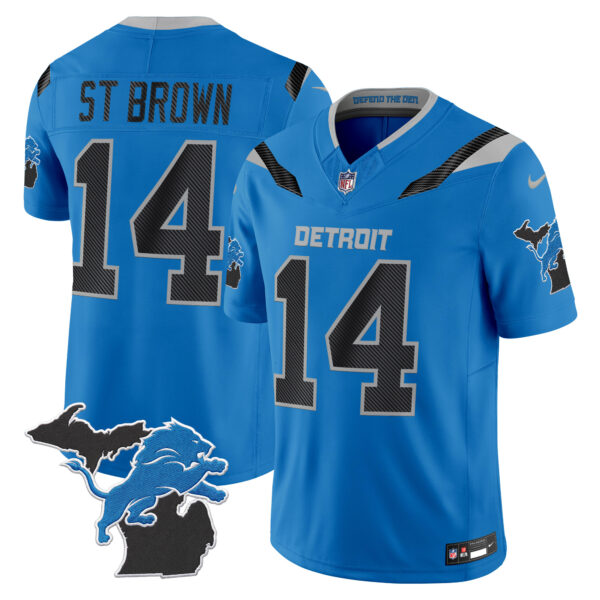 Detroit Lions St. Brown 2026 "Rivalries" Michigan Patch Vapor Limited Jersey - All Stitched - Blue