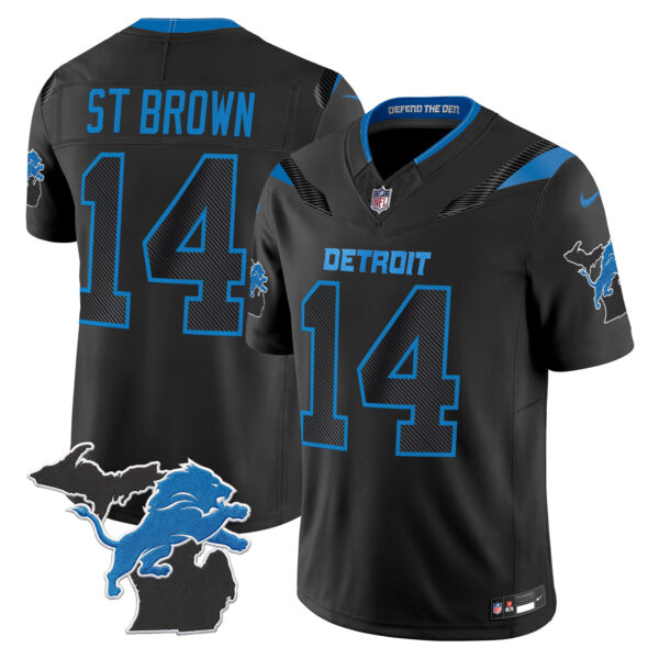 Detroit Lions St. Brown 2026 "Rivalries" Michigan Patch Vapor Limited Jersey - All Stitched - Black
