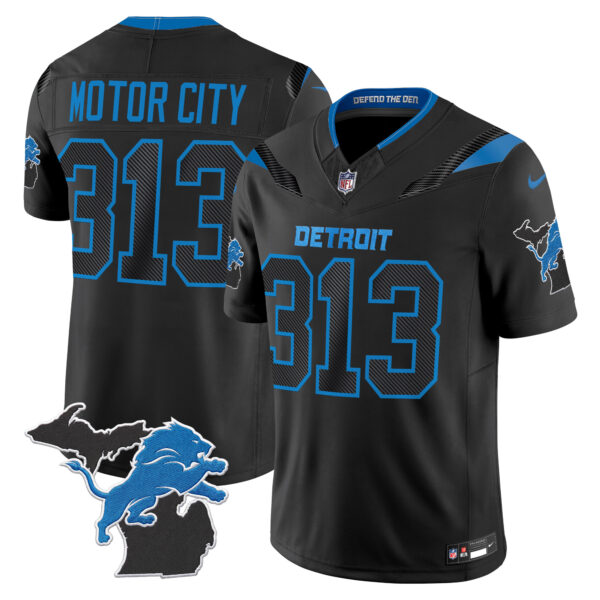Detroit Lions Motor City 313 2026 "Rivalries" Michigan Patch Vapor Limited Jersey - All Stitched - Black