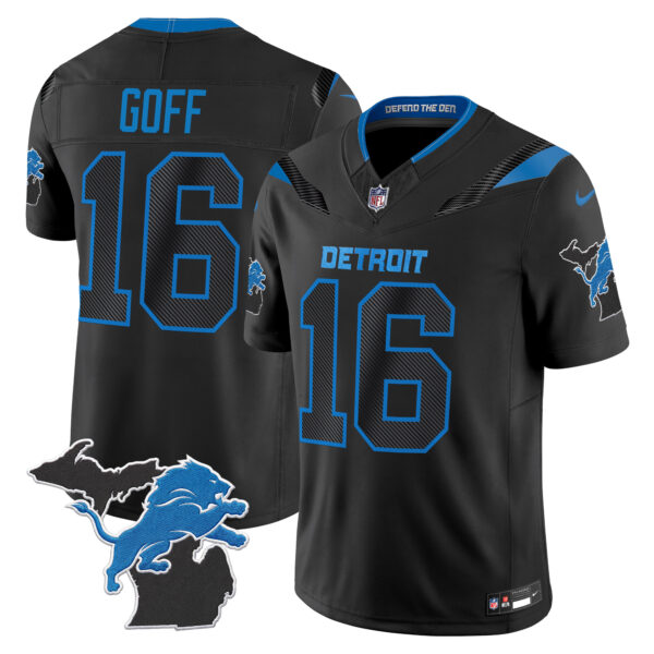 Detroit Lions Jared Goff 2026 "Rivalries" Michigan Patch Vapor Limited Jersey - All Stitched - Black