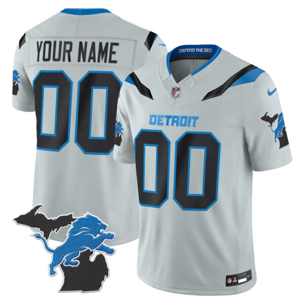 Detroit Lions 2026 "Rivalries" Michigan Patch Vapor Limited Custom Jersey - All Stitched - Gray