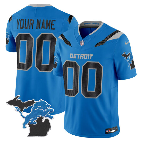 Detroit Lions 2026 "Rivalries" Michigan Patch Vapor Limited Custom Jersey - All Stitched - Blue