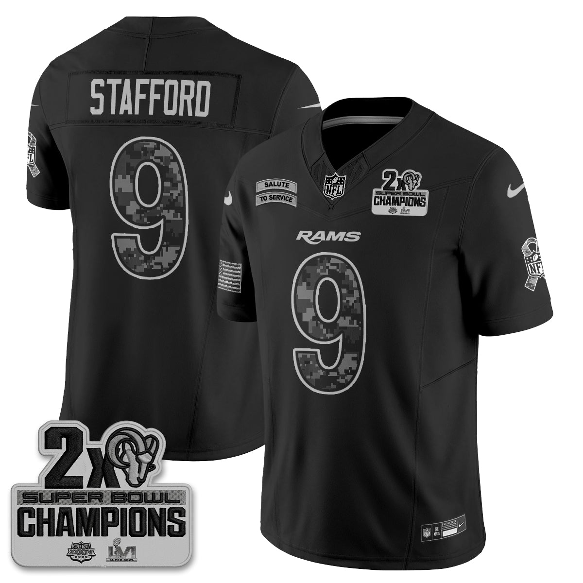 Los Angeles Rams Matthew Stafford 2026 Salute to Service Jersey - All Stitched