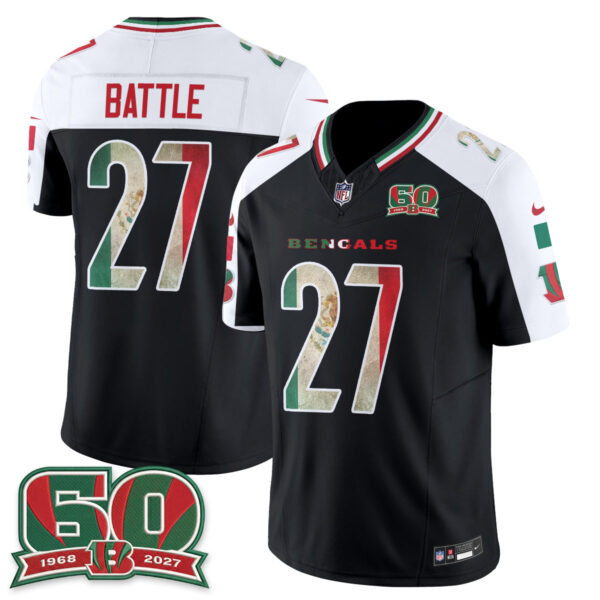 Cincinnati Bengals Jordan Battle Mexico Edition Vapor Jersey - All Stitched - Alternate