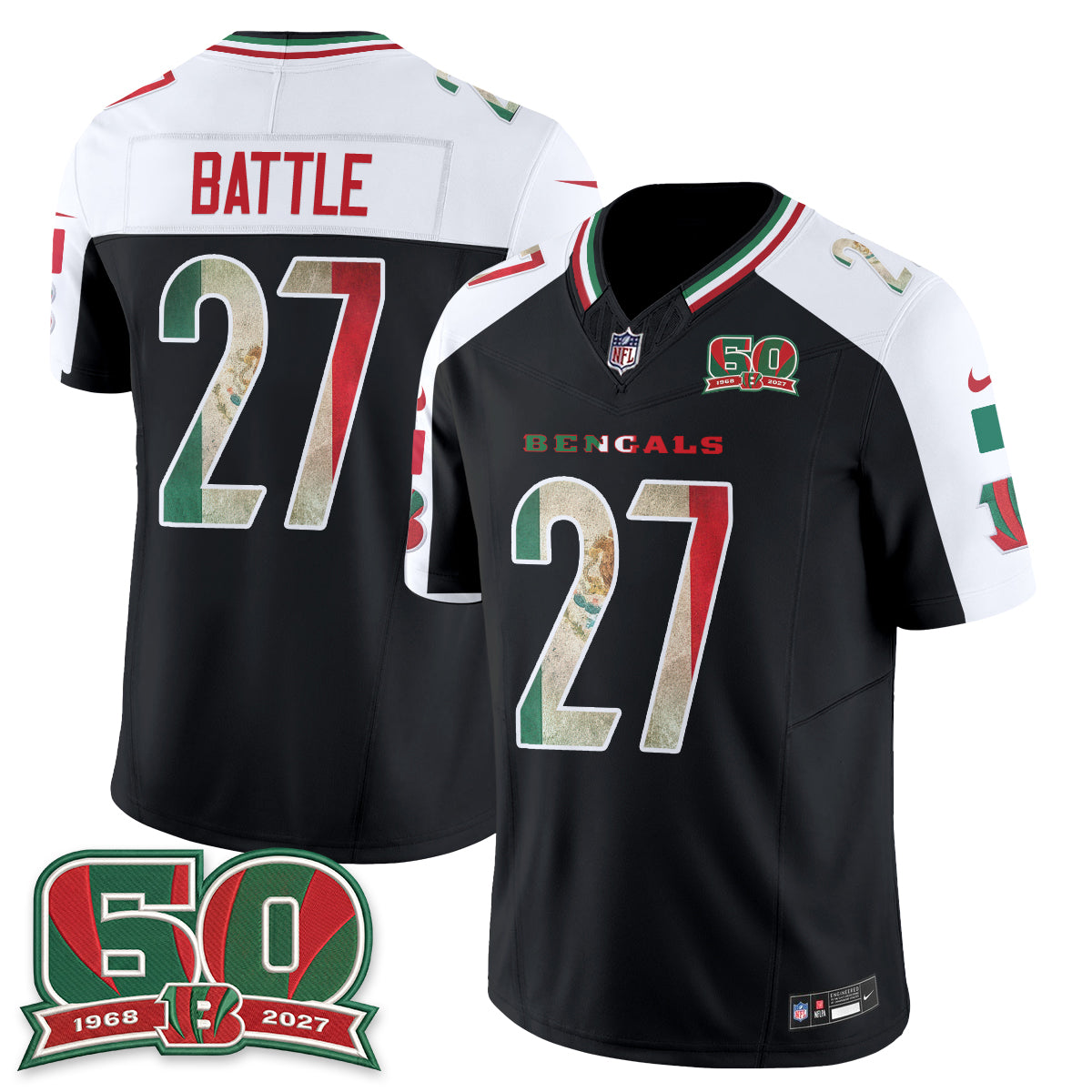 Cincinnati Bengals Jordan Battle Mexico Edition Vapor Jersey - All Stitched - Alternate