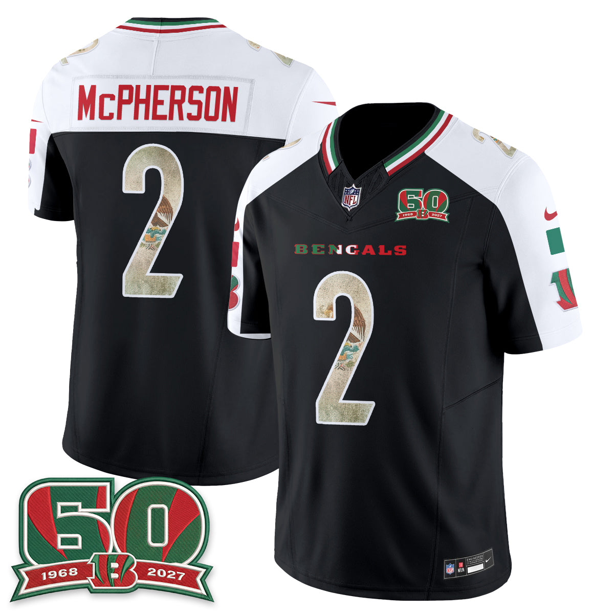 Cincinnati Bengals Evan McPherson Mexico Edition Vapor Jersey - All Stitched - Alternate