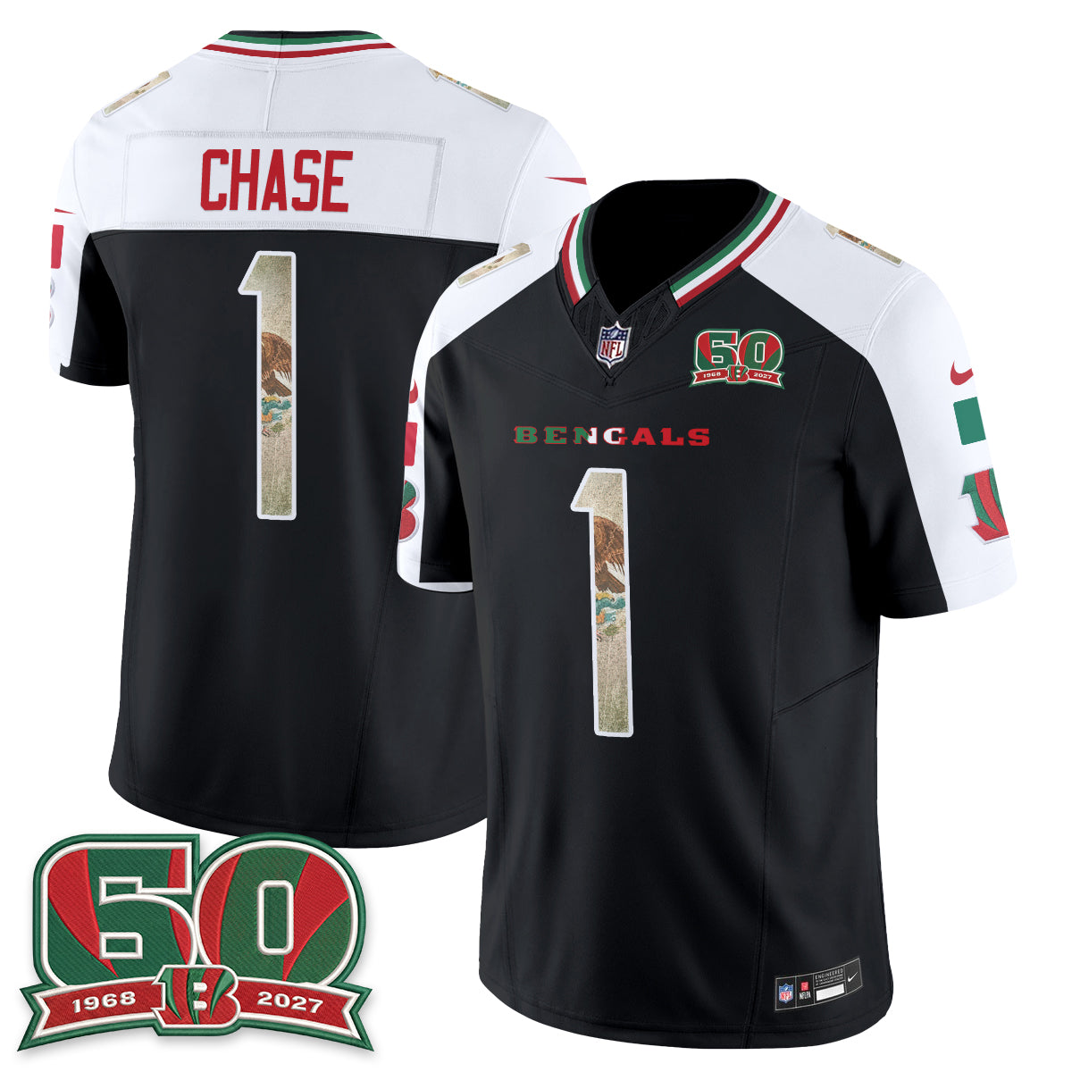 Cincinnati Bengals Ja'Marr Chase Mexico Edition Vapor Jersey - All Stitched - Alternate