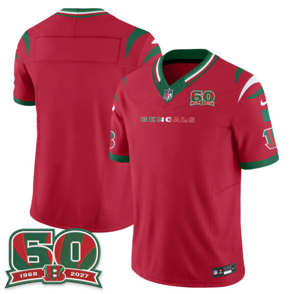 Cincinnati Bengals Team Mexico Edition Vapor Jersey - All Stitched - Red