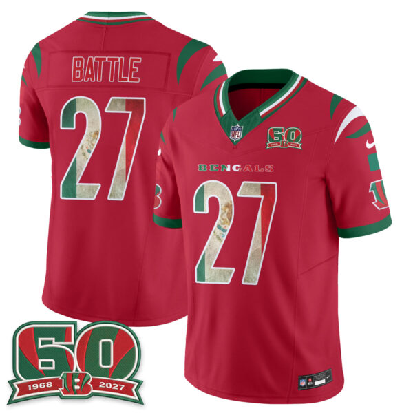 Cincinnati Bengals Jordan Battle Mexico Edition Vapor Jersey - All Stitched - Red
