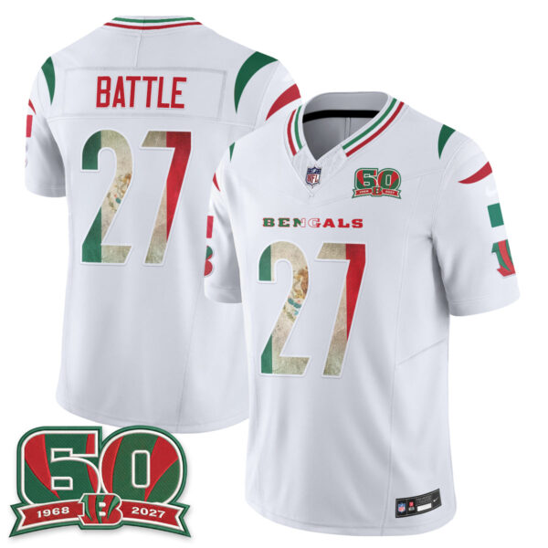Cincinnati Bengals Jordan Battle Mexico Edition Vapor Jersey - All Stitched - White