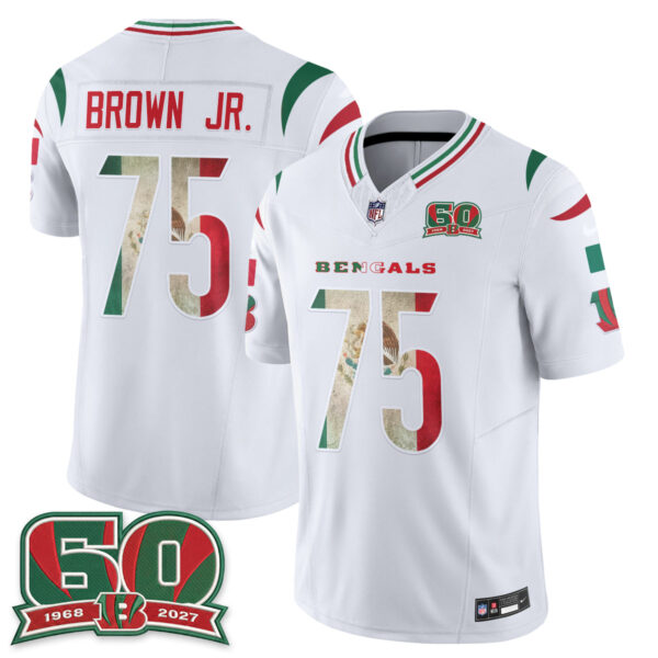 Cincinnati Bengals Orlando Brown Jr. Mexico Edition Vapor Jersey - All Stitched - White