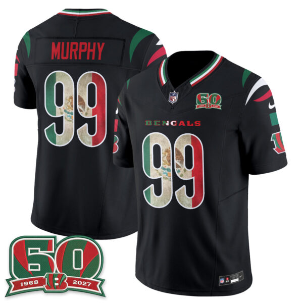 Cincinnati Bengals Myles Murphy Mexico Edition Vapor Jersey - All Stitched - Black
