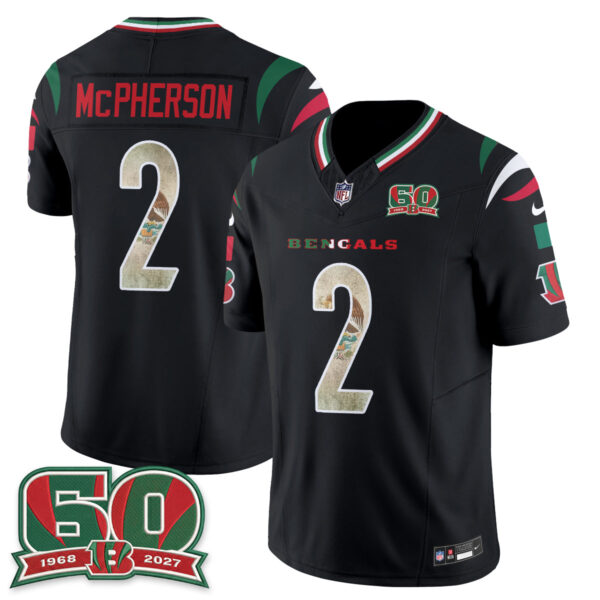 Cincinnati Bengals Evan McPherson Mexico Edition Vapor Jersey - All Stitched - Black