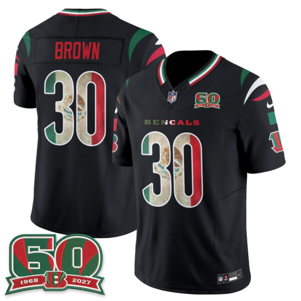 Cincinnati Bengals Chase Brown Mexico Edition Vapor Jersey - All Stitched - Black
