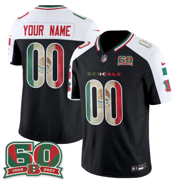 Cincinnati Bengals Mexico Edition Vapor Custom Jersey - All Stitched - Alternate