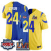 Los Angeles Rams Blake Corum Rivalries Split Vapor Jersey - All Stitched - Yellow Royal