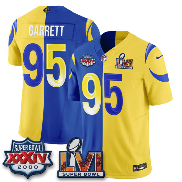 Los Angeles Rams Myles Garrett Rivalries Split Vapor Jersey - All Stitched - Yellow Royal