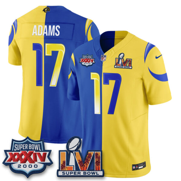 Los Angeles Rams Davante Adams Rivalries Split Vapor Jersey - All Stitched - Yellow Royal
