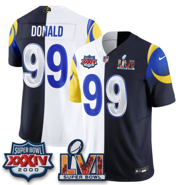 Los Angeles Rams Aaron Donald Rivalries Split Vapor Jersey - All Stitched - Rivalries White