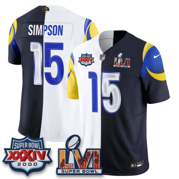 Los Angeles Rams Ty Simpson Rivalries Split Vapor Jersey - All Stitched - Rivalries White