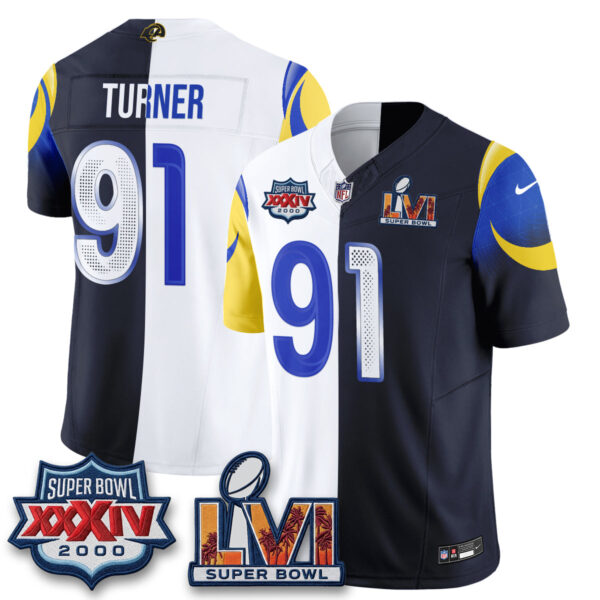 Los Angeles Rams Kobie Turner Rivalries Split Vapor Jersey - All Stitched - Rivalries White