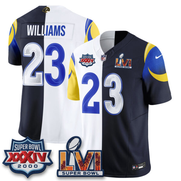 Los Angeles Rams Kyren Williams Rivalries Split Vapor Jersey - All Stitched - Rivalries White