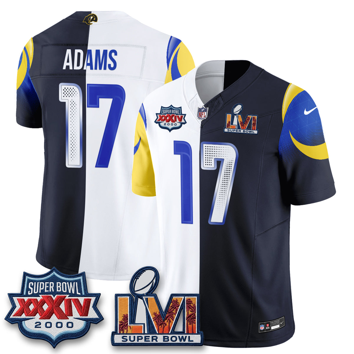 Los Angeles Rams Davante Adams Rivalries Split Vapor Jersey - All Stitched - Rivalries White