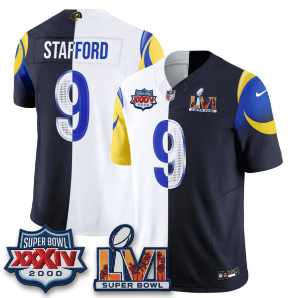Los Angeles Rams Matthew Stafford Rivalries Split Vapor Jersey - All Stitched - Rivalries White