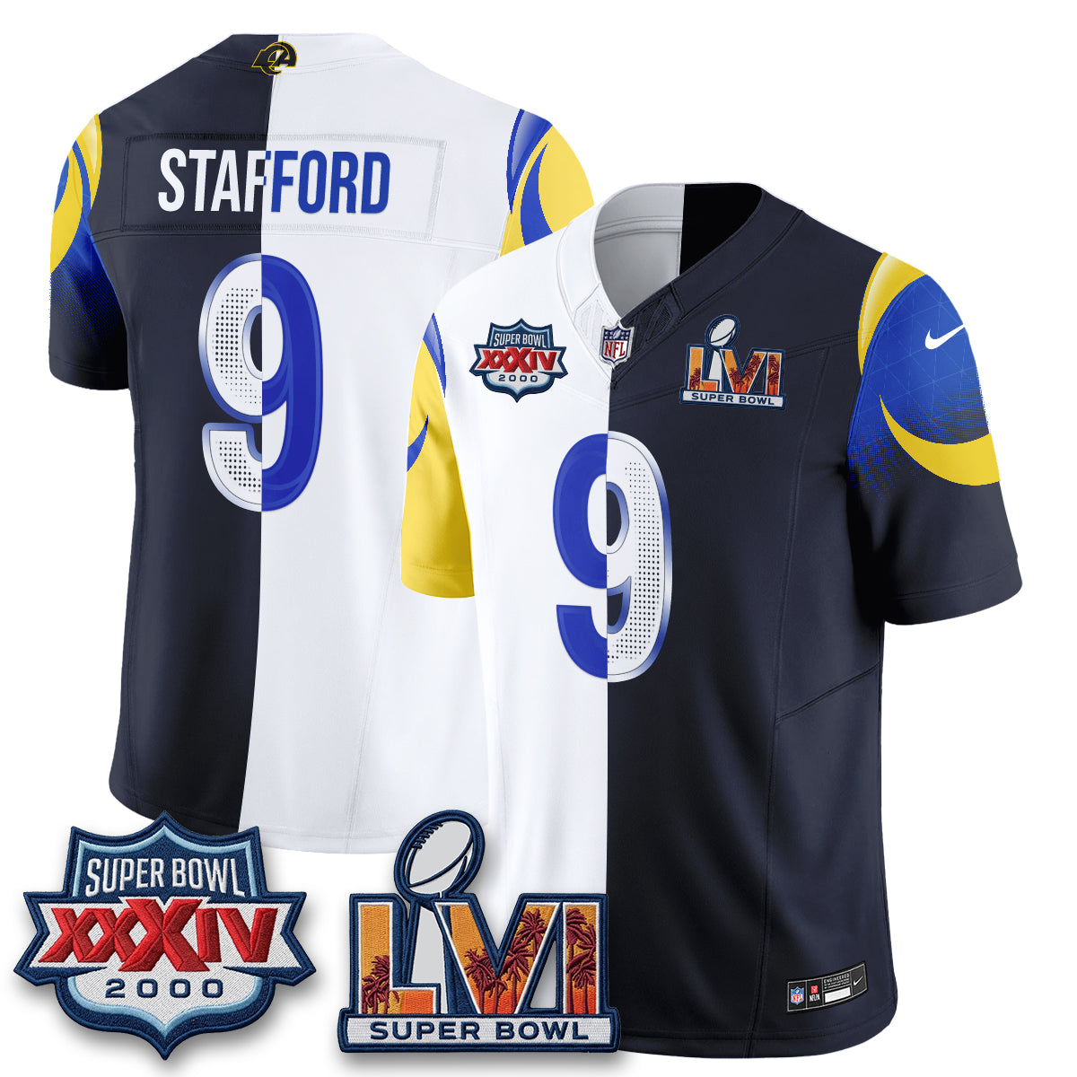 Los Angeles Rams Matthew Stafford Rivalries Split Vapor Jersey - All Stitched - Rivalries White