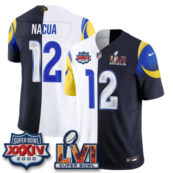 Los Angeles Rams Puka Nacua Rivalries Split Vapor Jersey - All Stitched - Rivalries White